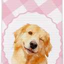 Pink and White Checkered Bathroom Hand Towels - Golden Retriever Dog Bathroom Decor, Golden Retriever Gifts for Women, Housewarming Gifts New Home Idea for Dog Lovers534