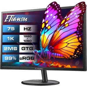 22 Inch Computer Monitor FHD 1080p IPS 75Hz FreeSync HDMI Gaming