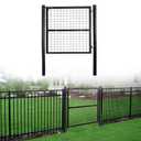59.06in(H) x42.13in(W) Wire Mesh Fence Gate, Heavy-Duty Rustproof Outdoor Gate with Stable Insertion Posts, Pet/Garden/Yard/Patio Use, Easy Install (Black2)