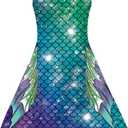 Funnycokid Girls Dress Summer Sleeveless Sundress Birthday Outfit Twirly Mermaid Party Kids 4-15 Years (7-8 Years)