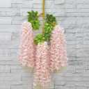 Fake Hanging Flowers - 12 Pieces 3.75 Feet/Piece Artificial Wisteria Vine Ratta Hanging Garland Silk Flowers for Home Party Wedding Decor (Light Pink)