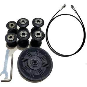 Vertical Climber Replacement Pulley Kit, 6 Guide Wheels, Tension Wheel, Steel Cable, Step Gym Compatible