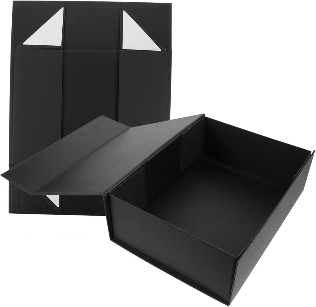 SAFIGLE 2pcs Foldable Boxes Lids Colorful Wrapping Cases for Jewelry and Flowers Small Storage Containers for Party Favors and Special Occasions (Black)