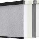 AOSKY Blackout Roller Shades Cordless Blinds for Windows, Free-Stop Shades with Valance, Thermal Insulated Fabric, UV Protection, Natural Woven Blinds for Home (35.5" W x 72" H, Heather Grey)