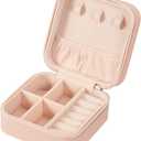 LETURE PU Leather Small Jewelry Box, Travel Portable Jewelry Case for Ring, Pendant, Earring, Necklace, Bracelet Organizer Storage Holder Boxes (Pink)