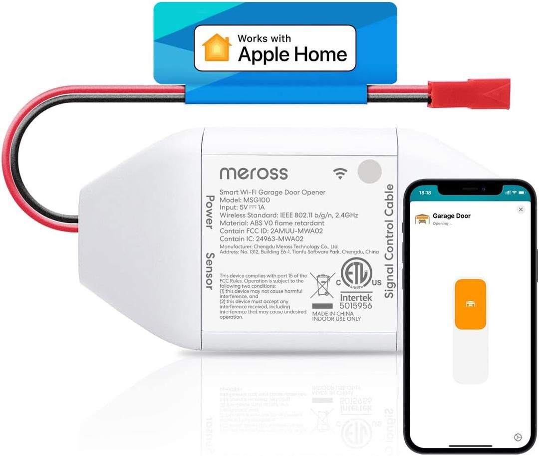 meross Smart Garage Door Opener Remote, Compatible with Apple HomeKit, Siri, CarPlay, Alexa, Google, SmartThings, and Android, Universal WiFi Garage Door Controller, App + Voice Control, No Hub Needed