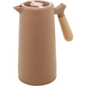 WOLFF - Thermal Coffee Carafe  34oz/1L Insulated Food-Safe Plastic Exterior and Glass Liner, Wood-Style Handle  Keeps Drinks Hot or Cold for Hours, Coffee and Tea Dispenser - Nude Pink, 34floz/1L