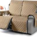 TAOCOCO 100% Waterproof Recliner Covers, Recliner Sofa Covers with Leg Straps, Reversible Recliner Couch Cover for Reclining Chair, Washable Couch Protector for Pets Kids(2 Seater, Camel)