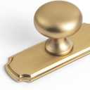 Goo-Ki Champagne Bronze Zinc Alloy Cabinet Knob (with Backplate) - Single Hole Center Affordable Luxury Cabinet Pull Hardware for Bedroom, Kitchen, 6 Pack 1.38"L x 1"W (Champagne Bronze) 