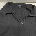 Womens Cotton Polo Collared Shirt Long Sleeve Sexy Deep V Neck Top Button Up Slim Fitted Tee Business Casual Outfit Black M
