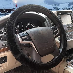 ZHOL Steering Wheel Cover Universal 15 Inch Elastic Plush Soft Steering Wheel Cover for Women Men, Winter Warm, Anti-Slip, Odorless, Black