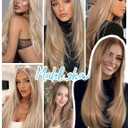 Straight 13x4 HD Lace Front Wig for Women, 26inch Heat Resistant Synthetic Hair Glueless Pre Plucked Straight Human Hair-Like Layered Wig with Realistic Scalp (Mixed Brown Color)