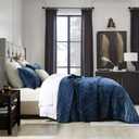 Homzard Velvet Quilt Set Queen Size Bedding Set, Blue Queen Size Comforter Set,Navy Blue Bedspreads, Luxurious Plush Bedding Sets，Soft Lightweight for All Season