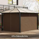 Outsunny 4 Pack Replacement Gazebo Curtains Privacy Panel for Most 3 x 4m Gazebo Canopy Pavillion Outdoor Shelter Sidewalls Accessories Dark Brown