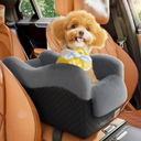 Mavora Max Portable Small Dog Seat for Car, Luxury Center Console Dog Car Seat Booster with Safety Tethers, AntiCollapse Pet Travel Carseat for SUV, Truck (Black/Grey)