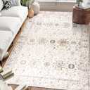 ReaLife Rugs Machine Washable Area Rug Runner - Living Room Bedroom Bathroom Kitchen Entryway Office - Padded Low Pile Stain Resistant Premium - Boho Farmhouse Vintage - BEV - Beige 3' x 5'