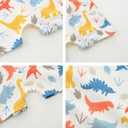 Gender Neutral Baby Clothes Cotton Short Sleeve Pants Double Zipper Footless Coming Home Outfit Boy Girl (6-9 Months, Colorful Dinosaur)