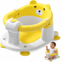 Baby Bath Seat for Babies 5-10 Months, Non-Slip Toddler Bath Seats for Babies Sitting Up, Safe Infant & Newborn Bathtub Chair with 4 Suction Cups & Soft Cushion for Shower, Yellow