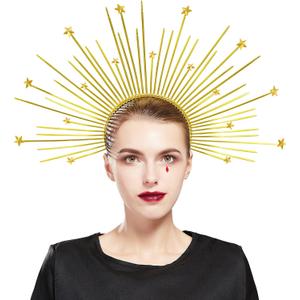 Mary Halo Crown Headband Goddess Spiked Halo Crown Halloween Costume Headpiece Headdress for Cosplay Party Women