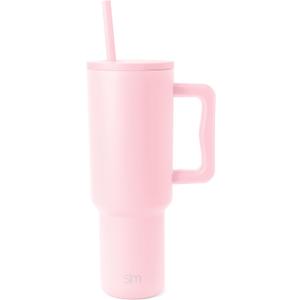 Simple Modern 40 oz Trek Tumbler with Handle and Straw Lid | Cup Holder Friendly Insulated Stainless Steel Travel Mug | Blush