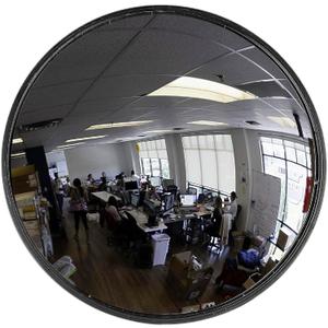 12” Acrylic Indoor Convex Mirror With Plastic Back, Round Indoor Security Mirror for the Garage Blind Spot, Store Safety, Warehouse Side View, Wall Mirror for Personal or Office Use - Vision Metalizers, Black