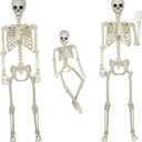 Life Size Skeleton Set – 5.4 FT Adult & 3 FT Child Posable Skeleton Duo, Indoor/Outdoor Halloween Decor, Human Bone Replica for Spooky Home & Yard Displays