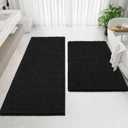 Bathroom Rugs Mat 72 x 36, Thick Soft Absorbent Chenille Bath Rugs, Rubber Backing Bath Mats for Bathroom Floor, Tub, Shower, Bedroom, Home Decor Accessories, Quick Dry Machine Washable, Black