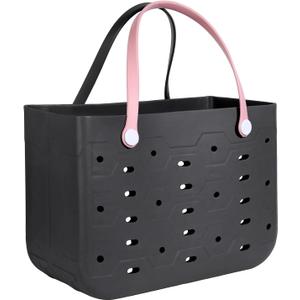 PoVwlty Rubber Beach Bag for Men & Women, Water-resistant Travel Tote Bag for the Beach Boat Pool