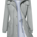 Bloggerlove Rain Jacket Women Lightweight Raincoat Waterproof Windbreaker Striped Climbing Outdoor Hooded Trench Coats, Size Medium 