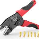 Crimping Tool for Non-Insulated Open Barrel Terminals & Receptacles AWG 20-10, Ratcheting Wire Crimper Tool - Crimping Pliers - Electrical Crimping Tool