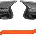 Horn Style Carbon Fiber Door Mirror Cover Cap Compatible with 2014-2020 Infiniti Q50 Q60 Q70 QX30