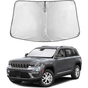 EcoNour Windshield Sunshade for Jeep Grand Cherokee 2011-2024 2025 2026, Sun Visor for Front Windshield & Window Sun Shade Cover, UV Heat Blocker & Protector, Car Accessories