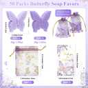 Dunzy 50 Set Butterfly Theme Baby Shower Favors for Guests Butterfly Soap Favors with Thanks You Cards Gender Reveal Baptism Party Decorations Wedding Souvenirs (Purple,Light Purple)