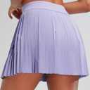 RUNNING GIRL Women's Pleated Tennis Skirts with Pockets High Waisted Tummy Control Casual Athletic Workout Golf Skorts (Purple, XL)