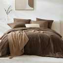 WRENSONGE Full Size Comforter Sets, 7 Pieces Chocolate Brown Bed in a Bag with Fitted Sheet, Flat Sheet, 2 Pillow Shams, 2 Pillowcases, Warm Bedding Sets for All Season