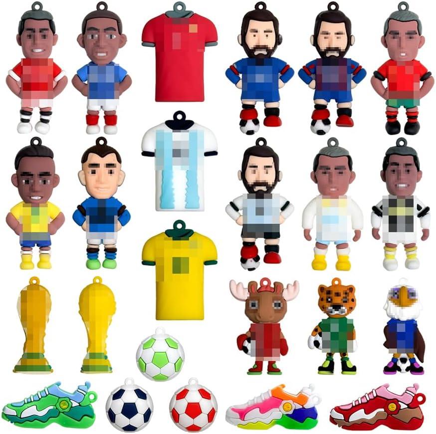 2 x Soccer Action Figure Keychain Set