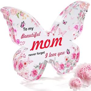 Unique Gifts for Mom from Daughter, Son - Butterfly-Shaped Acrylic Keepsake - Best Birthday, Mother's Day Gift for Mum