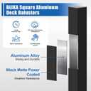 BLIKA 60 Pack 32" Square Aluminum Deck Balusters, 3/4" Black Aluminum Deck Spindles with Anti-UV Black Baluster Connectors, Hollow Metal Balusters for Wood and Composite Deck Porch Railing System