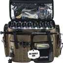 Goture Large Tackle Bag,1680D Water Resistant Saltwater Gear Storage Big Fishing Bag with EVA Bottom,Store Up to 8PCS 3700 Plus 4PCS 3600 Tackle Trays(Not Included),Gifts for Men,20.87x11.42x15.16