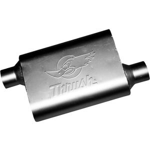 Thrush Muffler Deep Race Tone (Most Applications) Inlet 2.5 Pipe Connection Offset Outlet 2.5 Offset