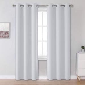 Greyish White Curtains for Bedroom,Grommet Thermal Insulated Room Darkening Curtains for Living Room,8x8ft ,2 Panels