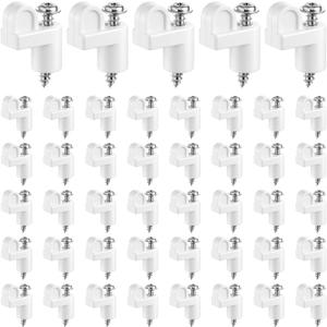 48 Pack 3/8 Inch Window Screen Clips, Screen Clip with Screws Storm Window Clips Bulk Sturdy Storm Panel Retainer Clip for Fasten Screens, Windows and Windproof Door Panels-White