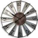 Mrocioa 24inch Windmill Distressed Metal Wall Clocks Rustic Large Decorative Clock Oversized Farmhouse Decor,Non Ticking,Battery Operated