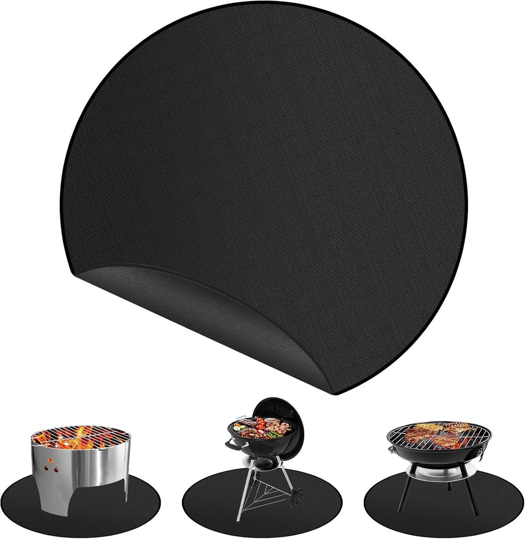 Round Fire Pit Mat 40 Inch, Fireproof Deck Protector, Heat Resistant Waterproof Pad for Patio, Lawn & Outdoor Fire Pit