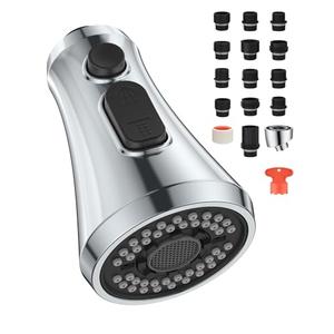 Mbillion Universal Polished Chrome Kitchen Faucet Head Replacement, 3 Function ABS Sink Faucet Head, Pull-Down Nozzle with 14 Adapters, Compatible with Moen,Delta,Kohler,WEWE American Standard Mbillion Universal Polished Chrome Kitchen Faucet Head Replacement, 3 Function ABS Sink Faucet Head, Pull-Down Nozzle with 14 Adapters, Compatible with Moen,Delta,Kohler,WEWE American Standard