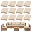 DREAHOTEXTIL 12Pcs Outdoor Cushion Covers, Patio Cushion Covers, Stretch Elastic Slipcovers, Replacement Washable & Reusable Furniture Protector for Patio Couch (Beige, Cover Only)