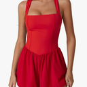 QINSEN Women's Square Neck Sleeveless Romper Jumpsuit Casual Summer One Piece Outfit with Pocket XL