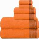 Belizzi Home 100% Cotton Ultra Soft 6 Pack Towel Set, Contains 2 Bath Towels 28x55 inchs, 2 Hand Towels 16x24 inchs & 2 Washcloths 12x12 inchs, Compact Lightweight & Highly Absorbant - Orange