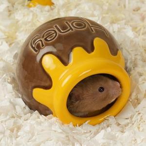 Zhilishu Ceramic Hamster Hideout, Honey Shape Hamster House and Habitat, Syrian Hamster Hideout Decor Cool Bed for All Season Gerbil, Mice Guinea Pig