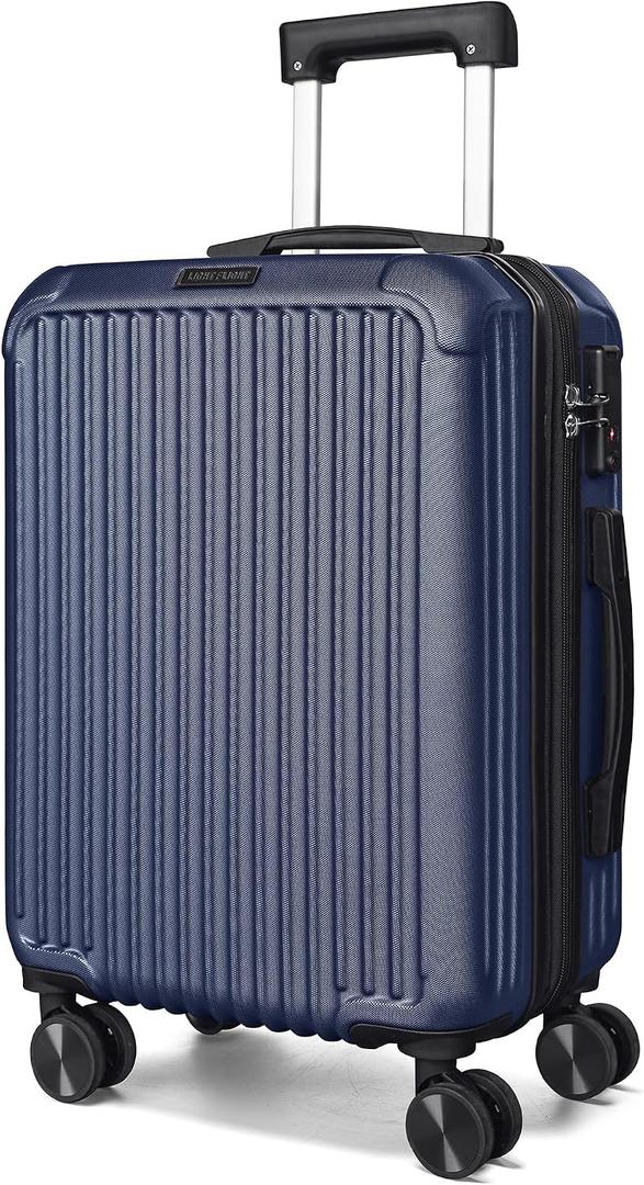 LIGHT FLIGHT 20 Inch Carry On Luggage 22x14x9 Airline Approved, Dark Blue